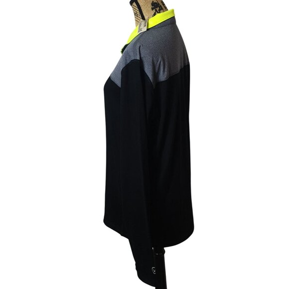 American Eagle Womens M 1/4 Zip Pullover Black & Gray Neon Accents NEW - Picture 4 of 8